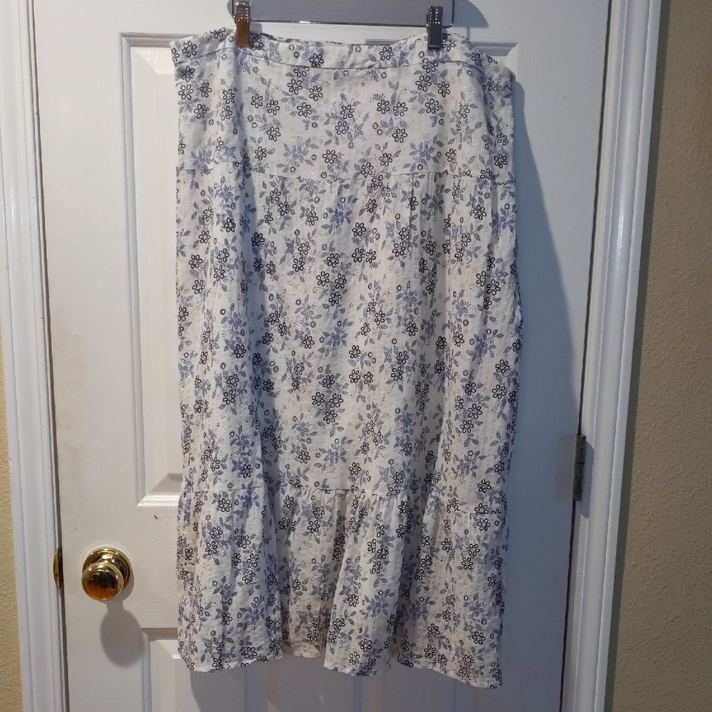 VTG Romy Floral Maxi Skirt Flowy Lined Zipper Women's XL Feminine Ruffle Purple